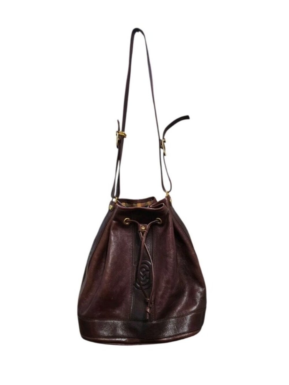 Vintage Marino Orlandi Leather Bucket Bag Made in Italy Brown Drawstring Purse - Picture 2 of 12